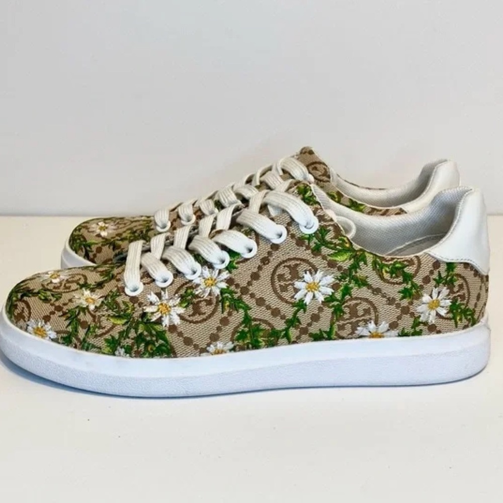Tory Burch Howell T Monogram Daisy Floral Jacquard Court Sneakers NEW! - Picture 7 of 7